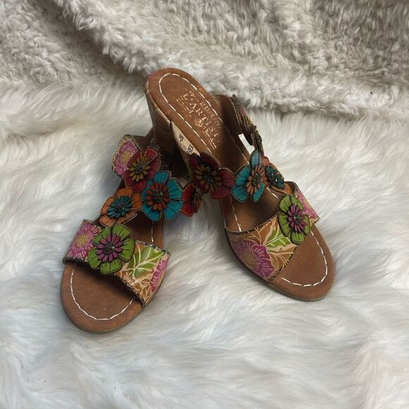 L’ARTISTE Spring Step Multi Leather slides heels Straps Sandals EUR SZ 39 US8.5 - Picture 3 of 11